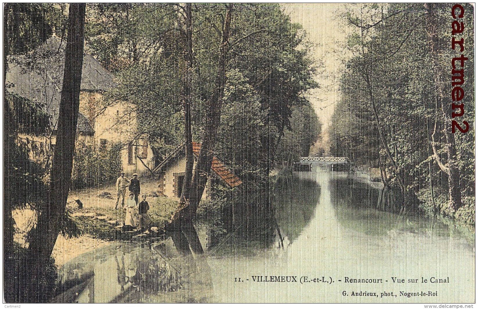 VILLEMEUX-SUR-EURE RENANCOURT VUE SUR LE CANAL CARTE TOILEE 28 - Villemeux-sur-Eure