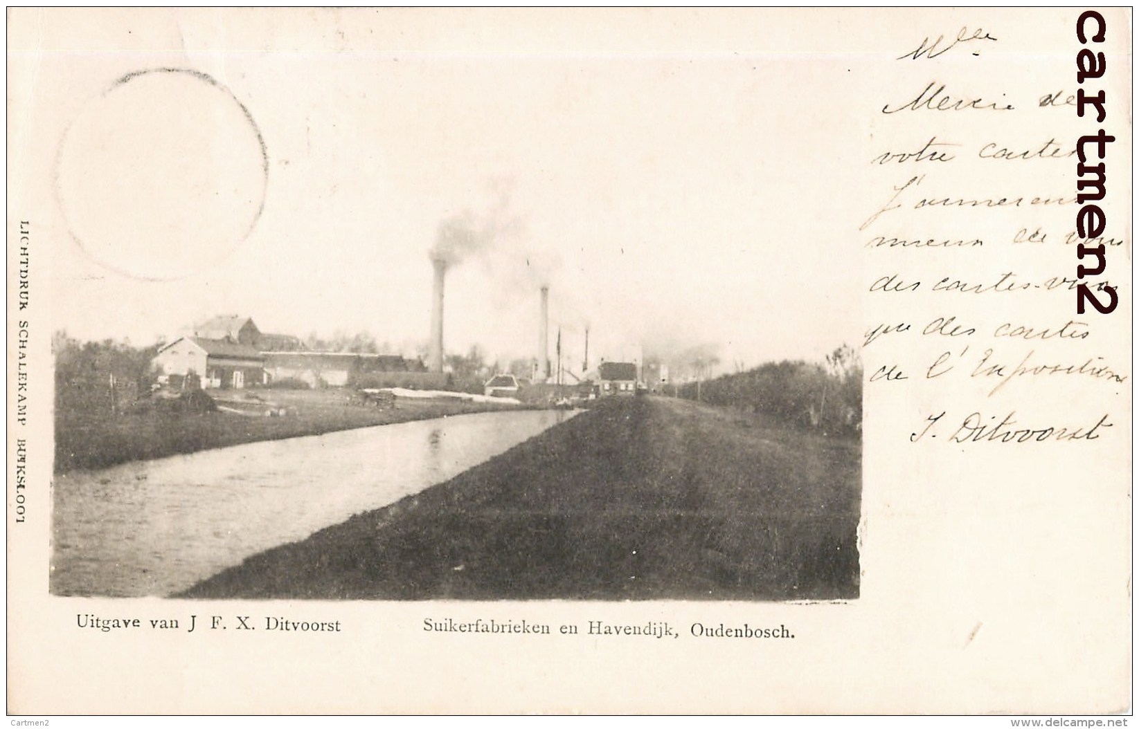 UITGAVE VAN J.F.X. DITVOORST SUIKERBABRIEKEN EN HAVENDIJK OUDENBOSCH NEDERLAND 1900 - Autres & Non Classés