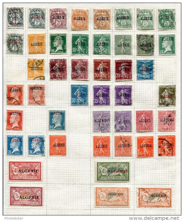 Algérie Divers Timbres Neufs Avec Charnière * Et  Oblitérés De 1924-25 - Collections, Lots & Series