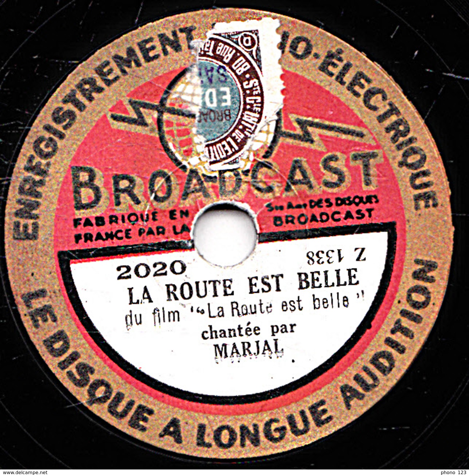 78 T -  20 Cm - état B -  MARJAL - LA ROUTE EST BELLE - SERENADE DE DON JUAN - 78 T - Disques Pour Gramophone