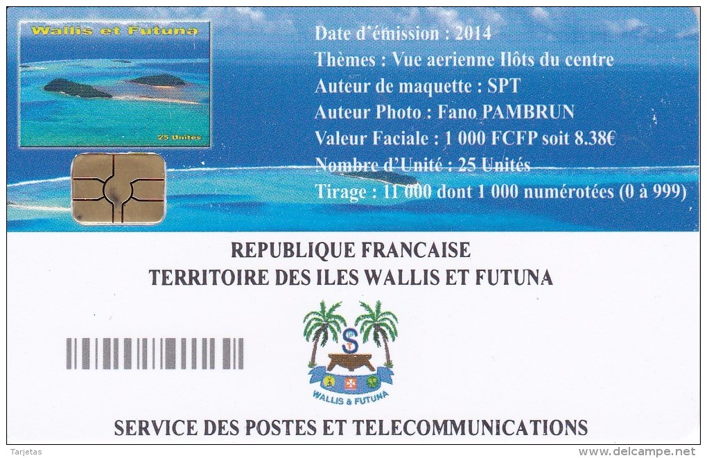 TARJETA DE WALLIS ET FUTUNA DE 25 UNITES DEL AÑO 2014 - Wallis Y Futuna