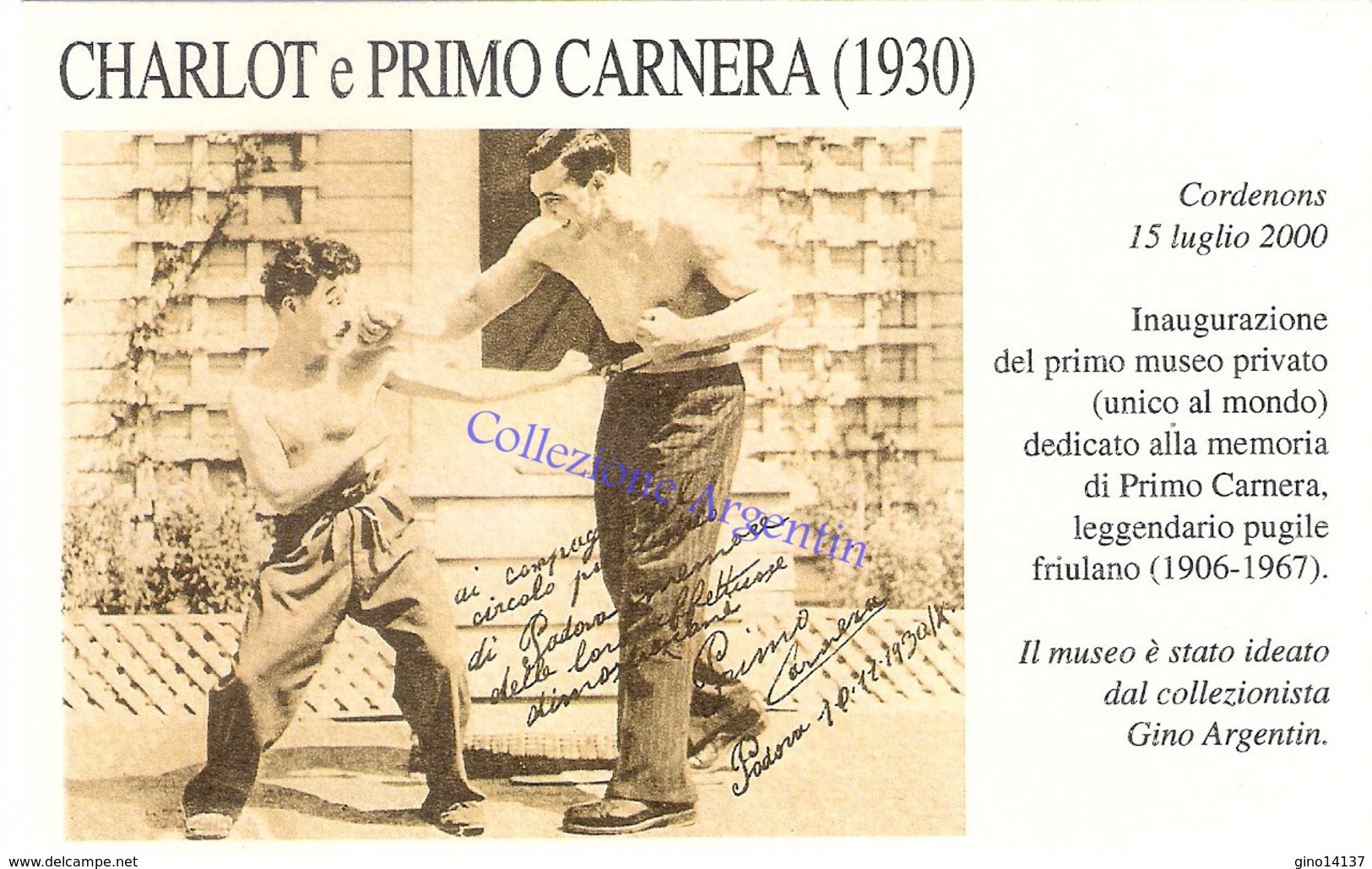 Cartolina Postale Nuova PRIMO CARNERA - IL GIGANTE DI SEQUALS - Pugilato - Personalità Sportive