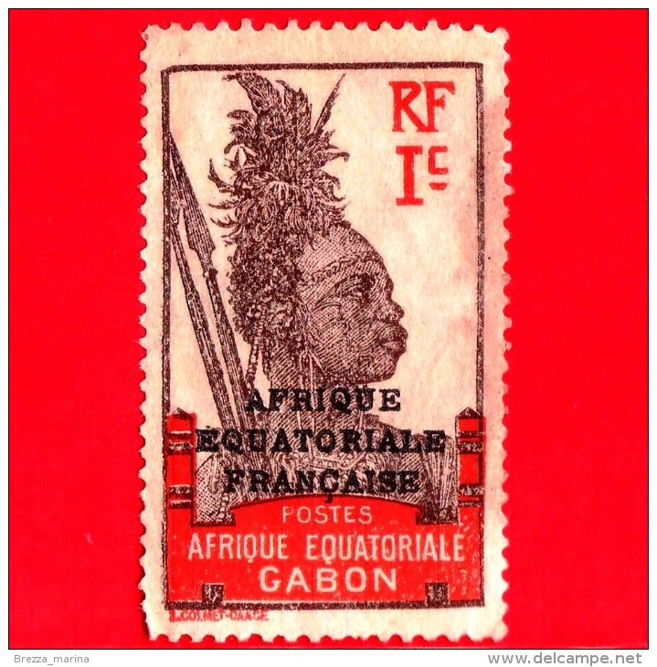 AFRICA Equatoriale - AEF - GABON - Usato - 1924 - Guerriero - Warrior - 1 - Andere & Zonder Classificatie