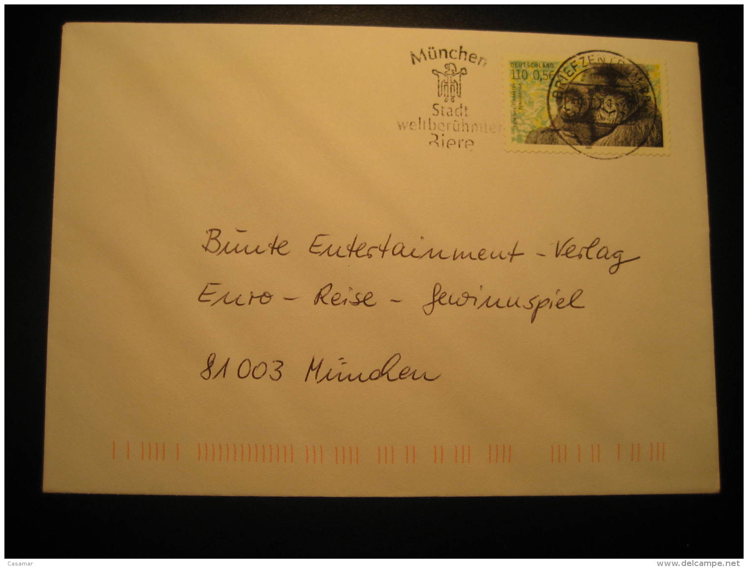 GORILLA Gorillas Stamp On Cover Germany - Gorilles