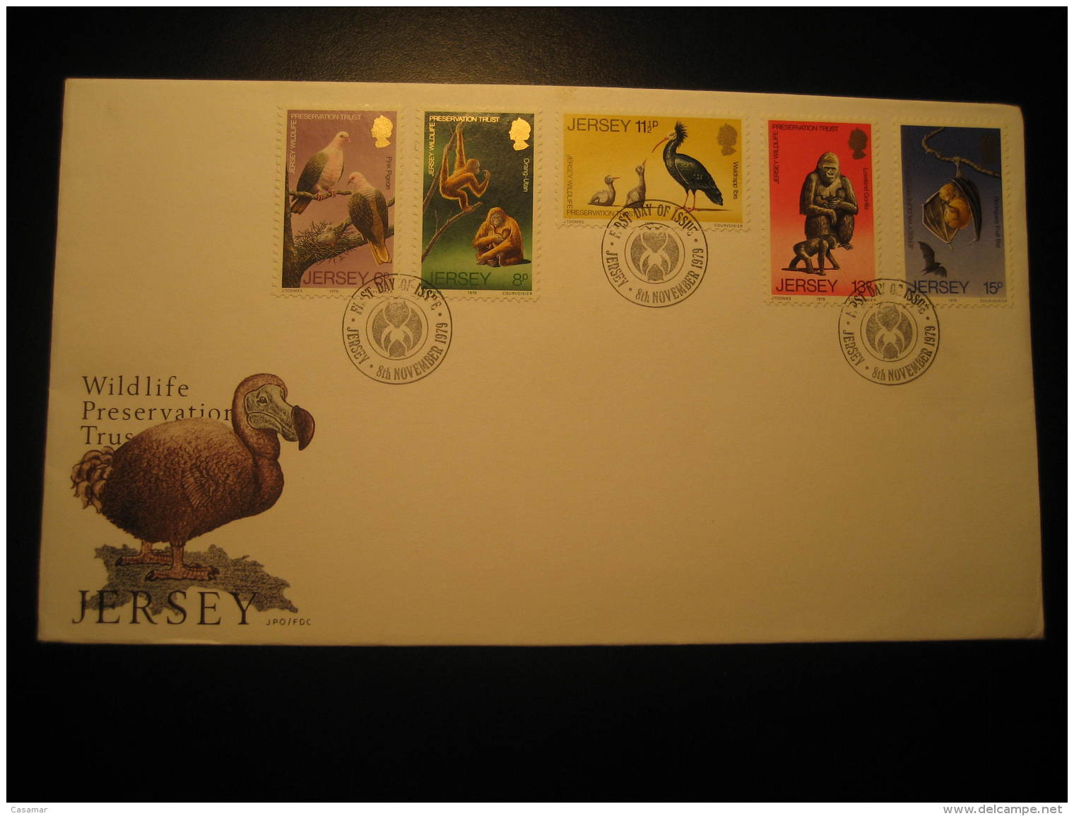 GORILLA Gorillas ORANG-UTAN Orang - Utan Orangutan Yvert 201/5 Set JERSEY 1979 FDC Cancel Cover - Gorilla's