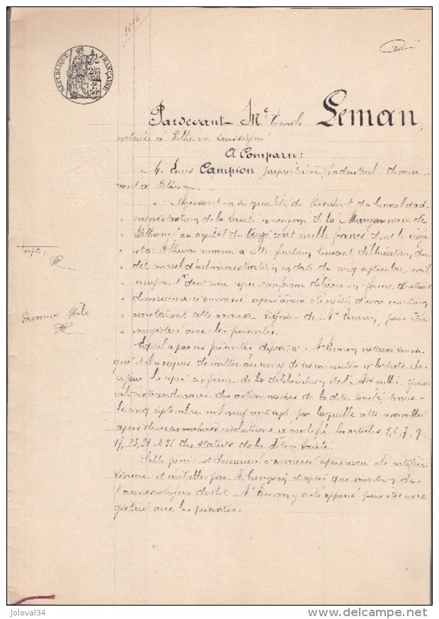 Manuscrit 18/9/1907 Dépot Des Statuts Modifiés De La Margarinerie De BETHUNE Pas De Calais - Documents Historiques