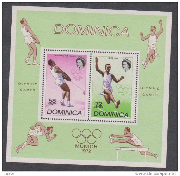 Dominique BF N° 14 XX  Jeux Olympique De Munich, Le Bloc Sans Charnière, TB - Dominica (...-1978)