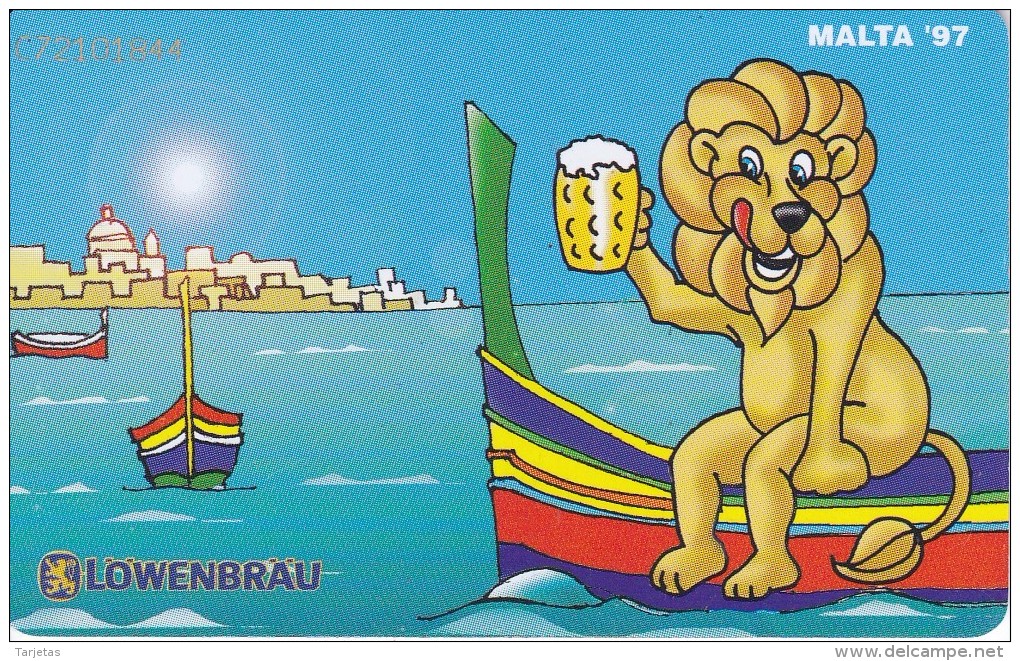 TARJETA DE MALTA DE  LA CERVEZA LOWENBRAU (BEER) LEON-LION - Publicidad