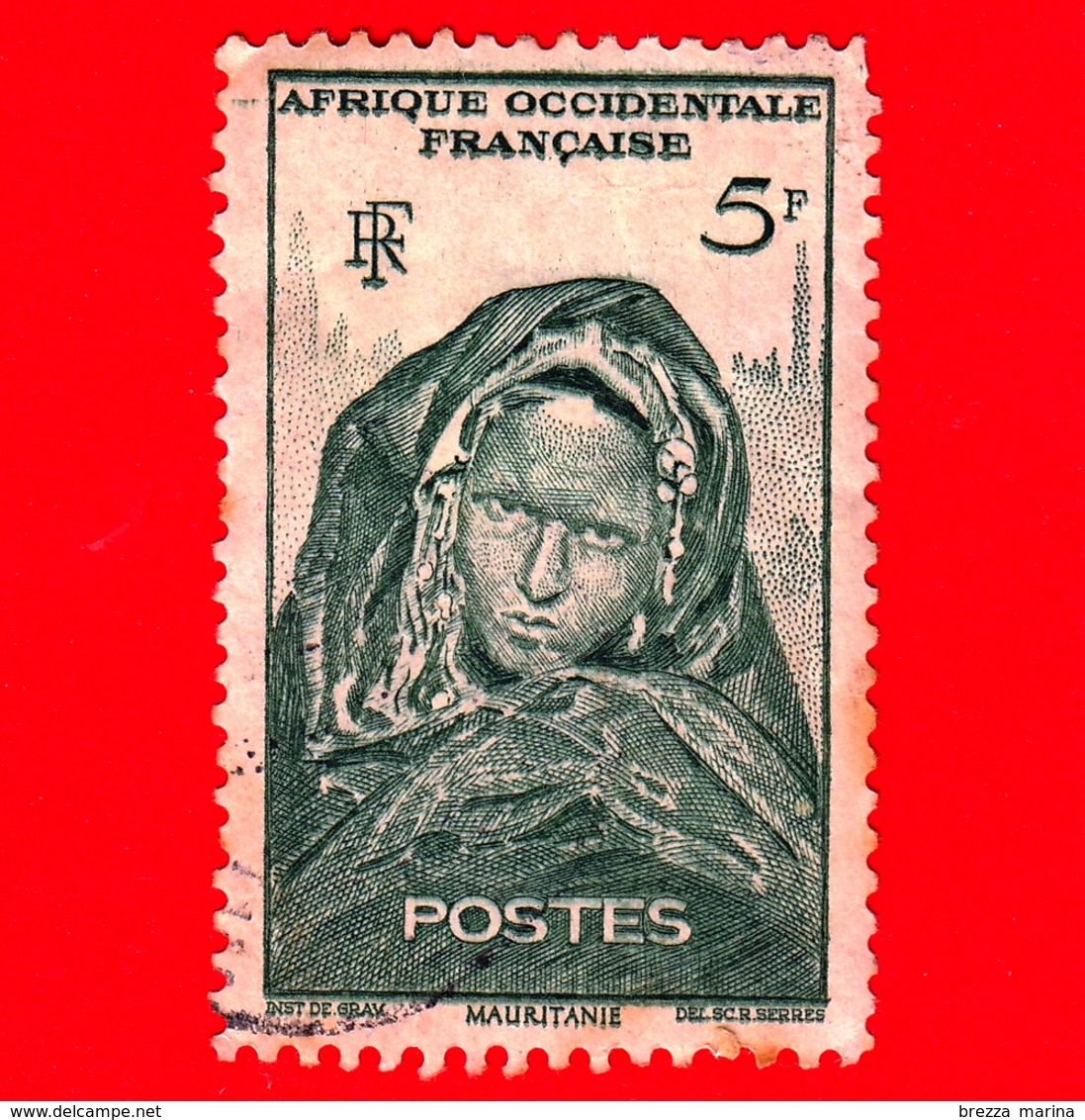 MAURITANIA - AFRICA Occidentale Francese - AOF - Usato - 1947 - Ragazza - Jeune Fille - 5 - Gebruikt