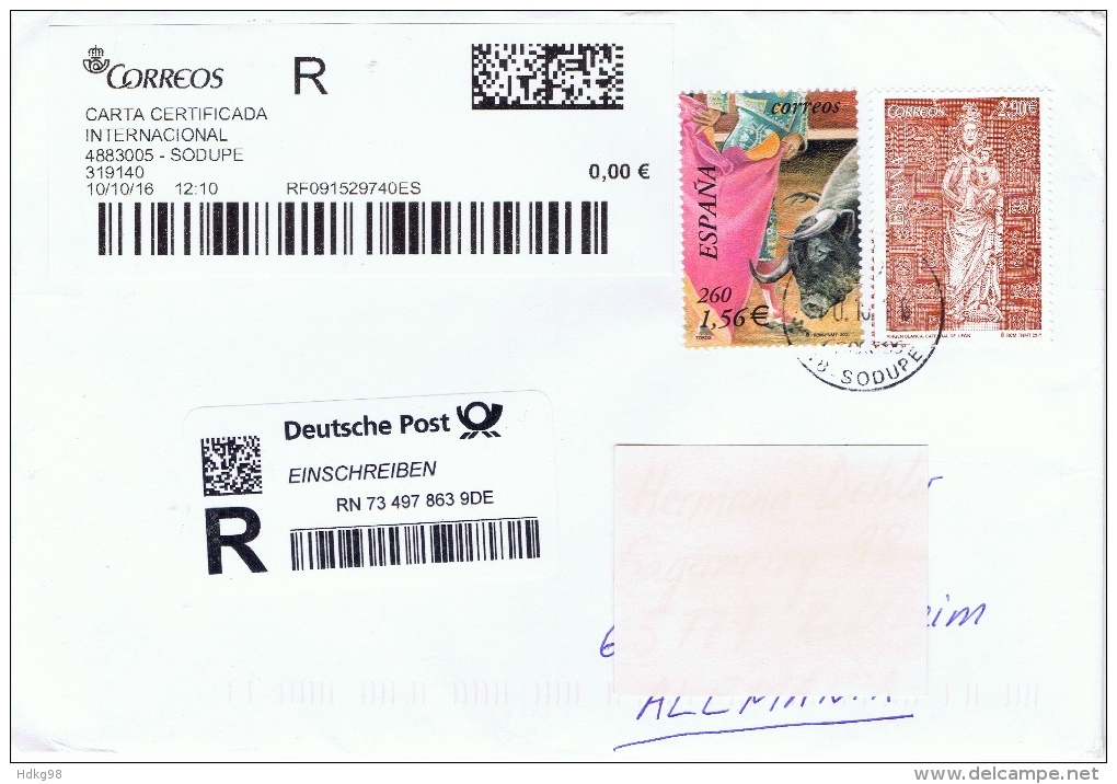 E+ Spanien 2001 2012 Mi 3668 4743 Torero, Madonna - Storia Postale