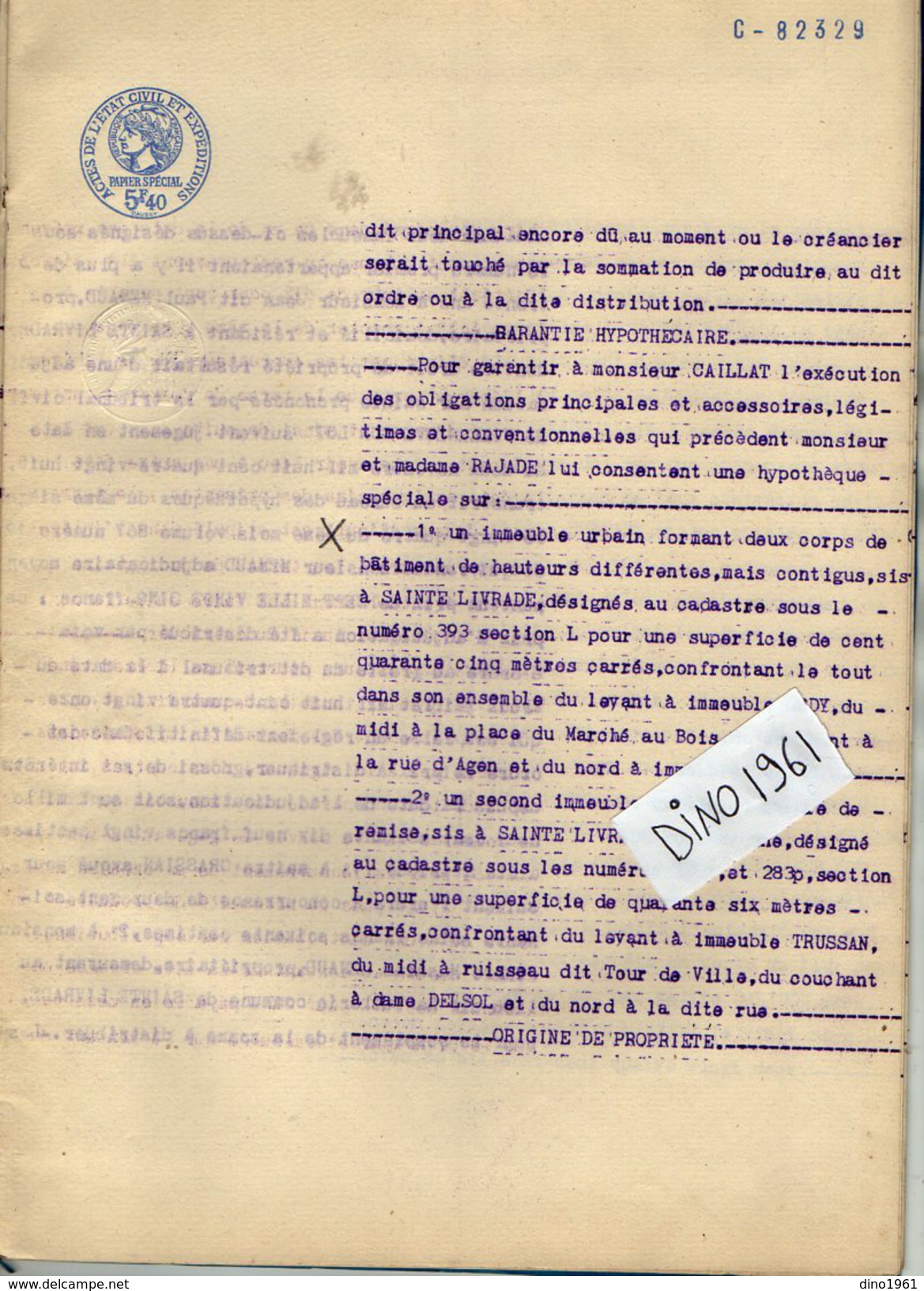 VP6136 - SAINTE LIVRADE - Acte De 1928 - Obligation Par RAJADE à A.CAILLAT - Collections