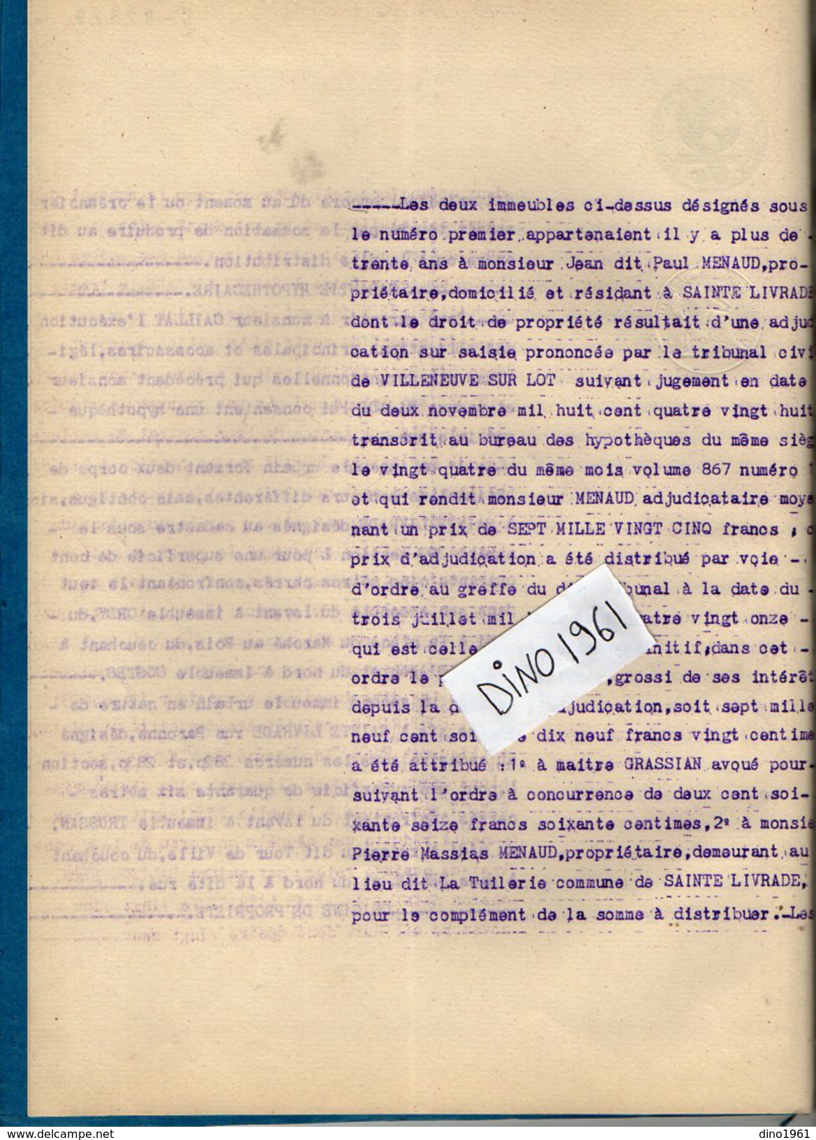 VP6136 - SAINTE LIVRADE - Acte De 1928 - Obligation Par RAJADE à A.CAILLAT - Collections