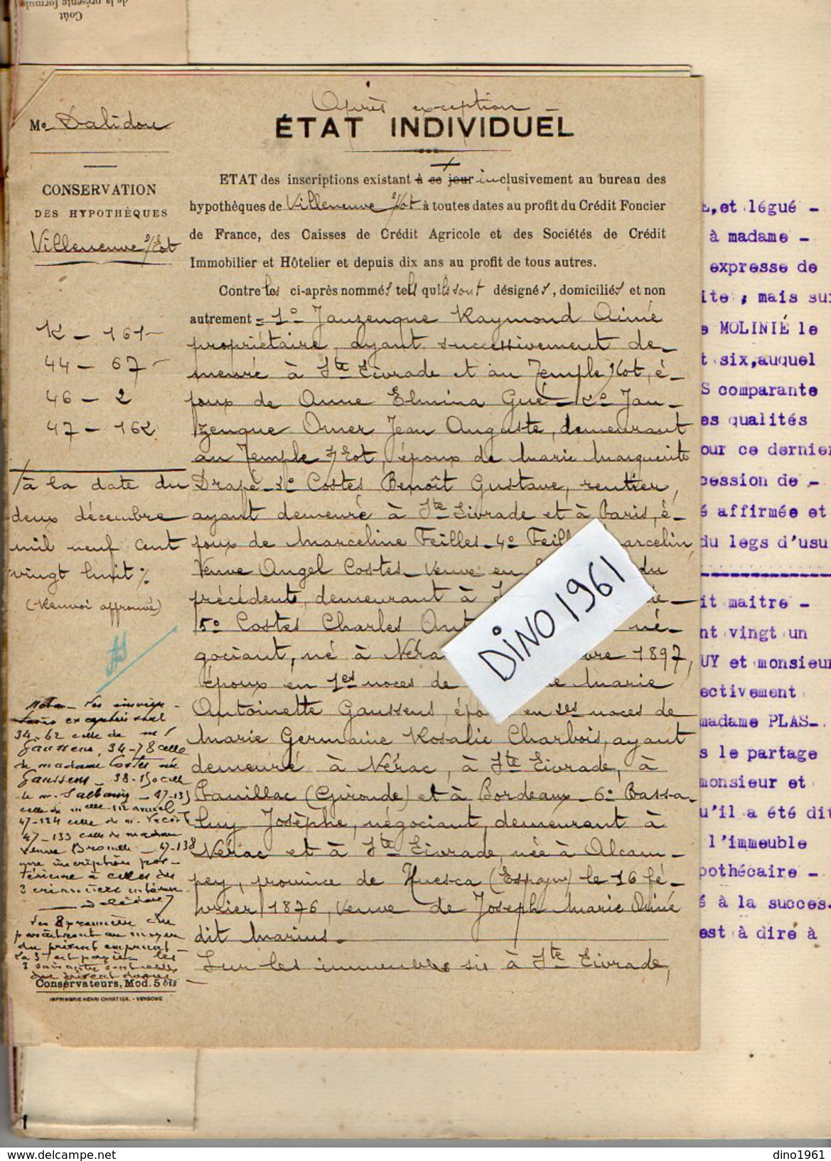 VP6137 - SAINTE LIVRADE - Acte de 1928 - Obligation par Vve COSTES à Melle J.MANUEL