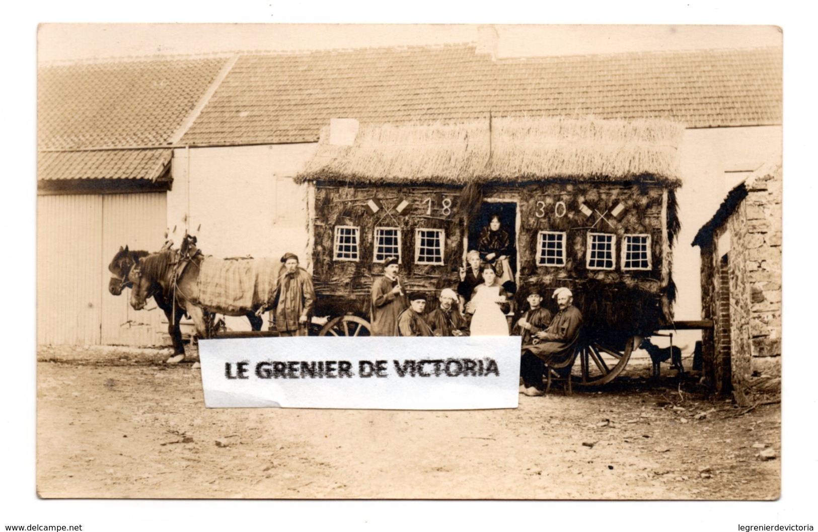 Rare METTET - Fete De 1830 - Photographe V. Biot Leduc- Roulotte Cheval Charette - Mettet