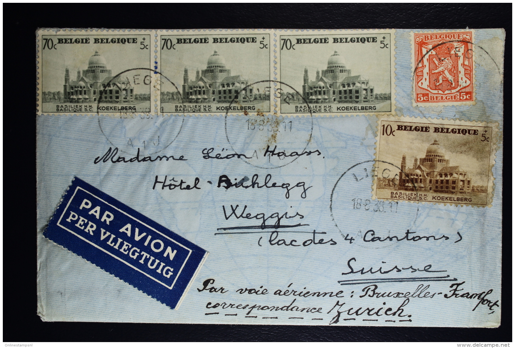 Belgium Airmail Cover Luik Liege To Weggis Zürich     1939  OPB  2 + 1 * 473 + 471 - Sonstige & Ohne Zuordnung