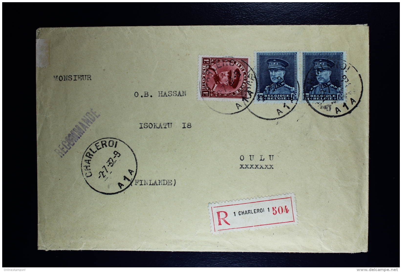 Belgium  Registered Cover Charleroi To Oulu Finland OPB  317 + 320 - Briefe U. Dokumente