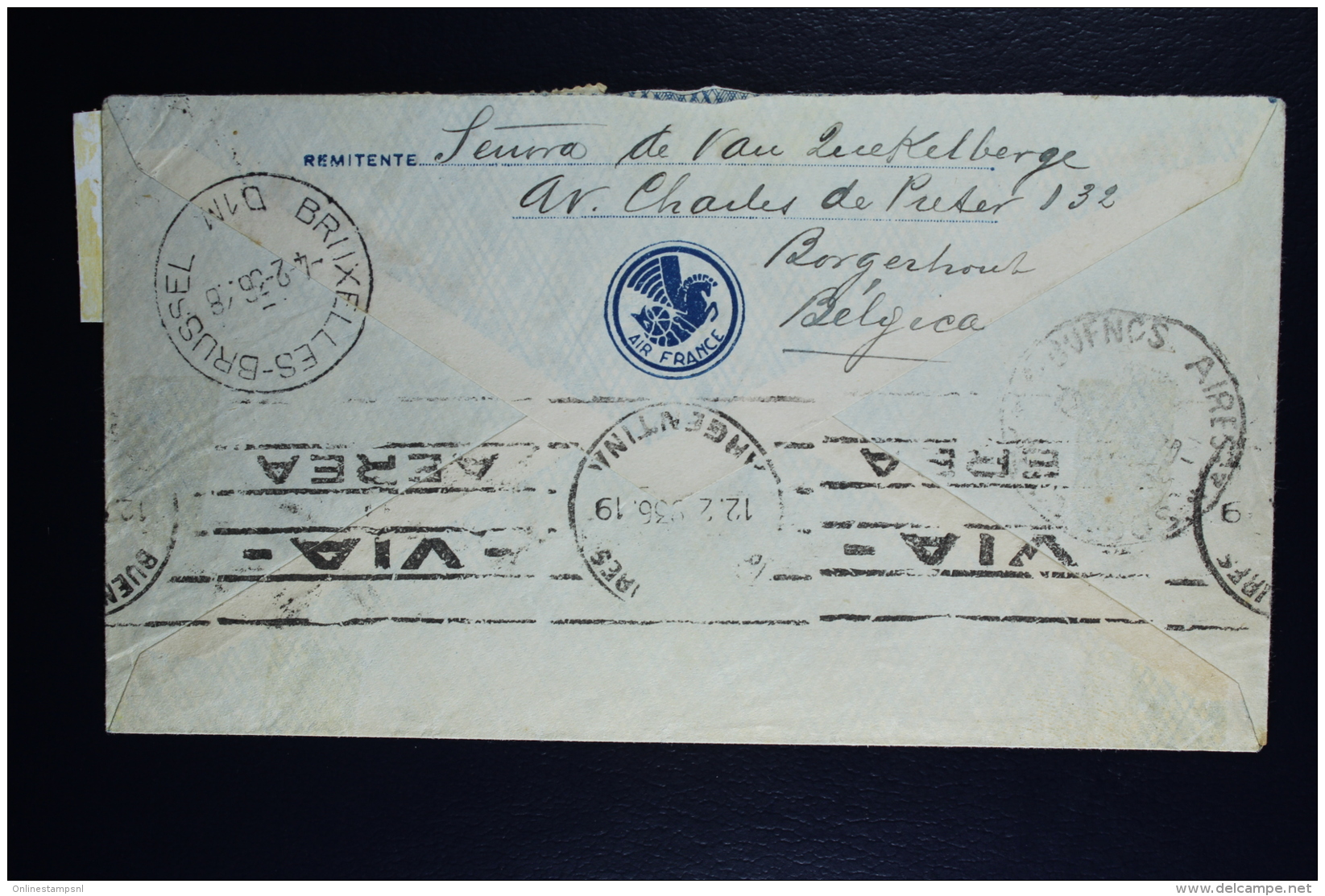 Belgium Airmail Cover Brussels To Buenos Aires Argentina 1936 OPB 320 + 321 + 323 + 324 - Autres & Non Classés