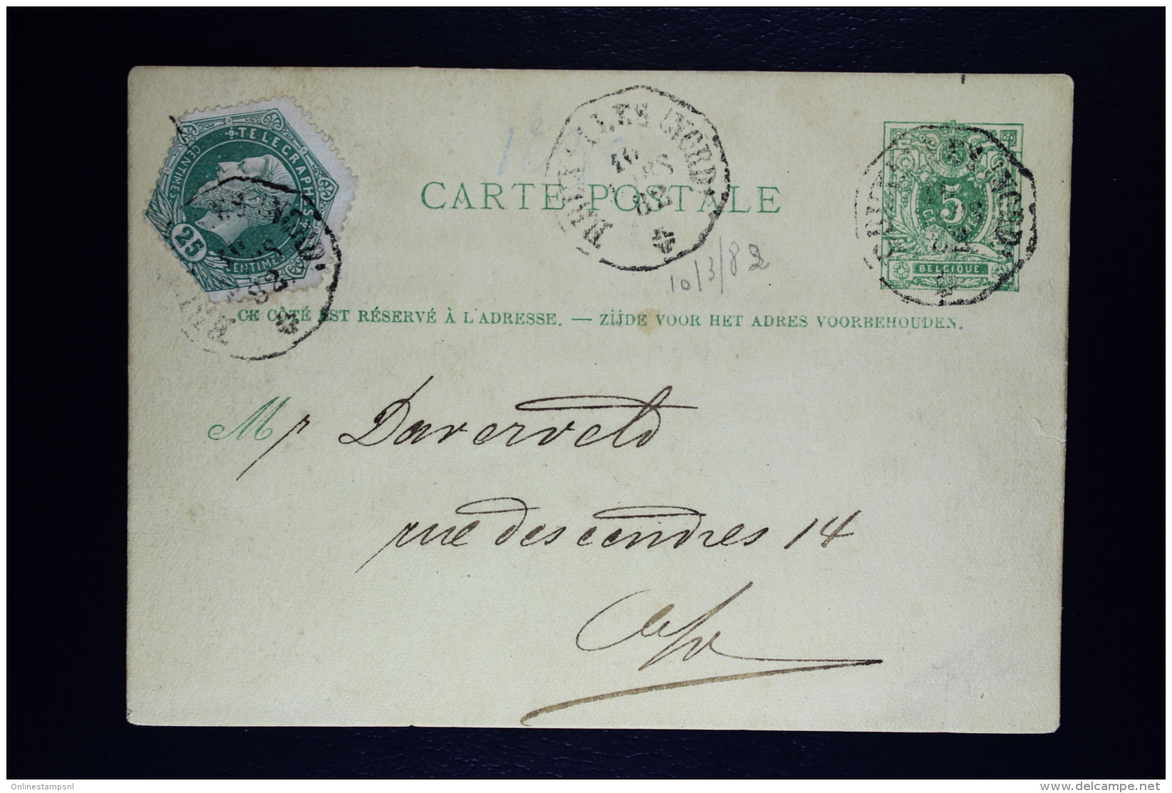 Belgium Postcard With Express Cancels And TG$ Stamp - Telegraphenmarken [TG]