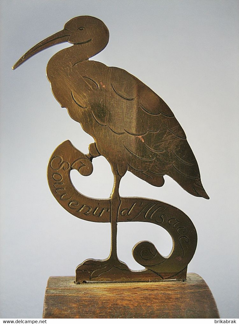 * CIGOGNE SOUVENIR D'ALSACE + Oiseau Statue Art Populaire - Autres & Non Classés