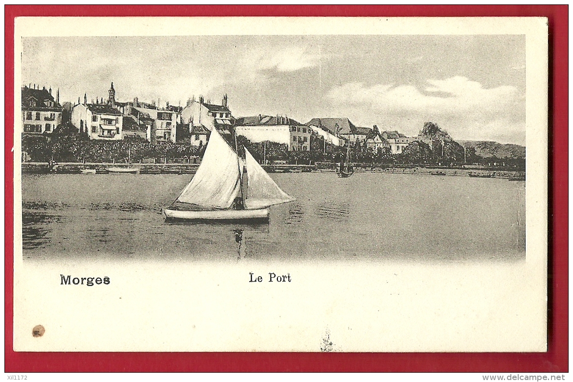 FIV-07  Morges  Le Port Avec Barque à Voile Latine.  Cachet 1906 - Morges