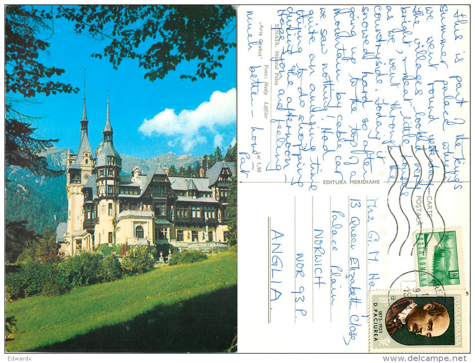 Sinaia, Romania Postcard Posted 1974 Stamp - Roumanie