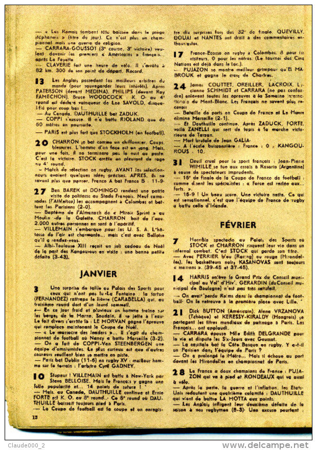 ALMANACH LE MIROIR SPRINT 1950 TOUT LES RESULTATS ANNEE 1949 DE TOUT LES SPORTS 34 SCANS