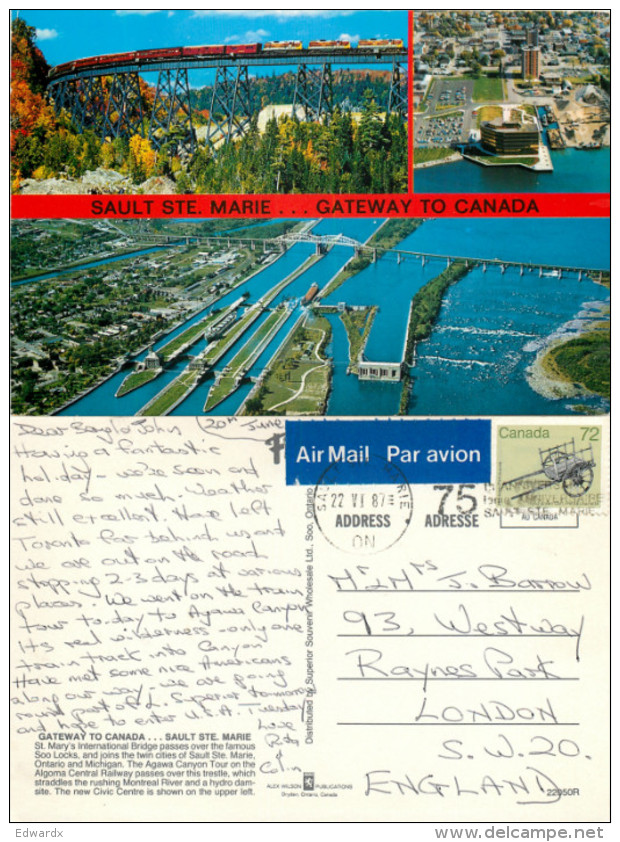 Sault Ste Marie, Ontario, Canada Postcard Posted 1987 Stamp - Other & Unclassified