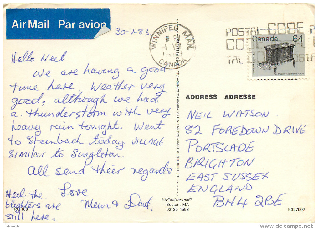 Mosquito, Manitoba, Canada Postcard Posted 1983 Stamp - Other & Unclassified