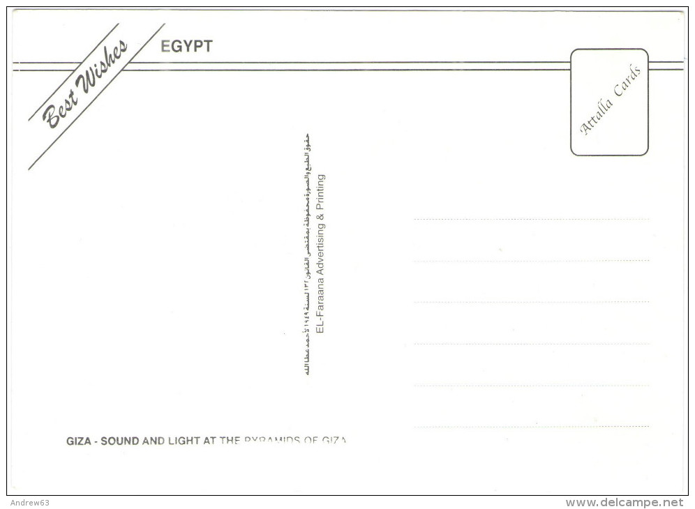 EGITTO - EGYPTE - Egypt - Giza - Sound And Light At The Pyramids Of Giza - Not Used - Pyramides