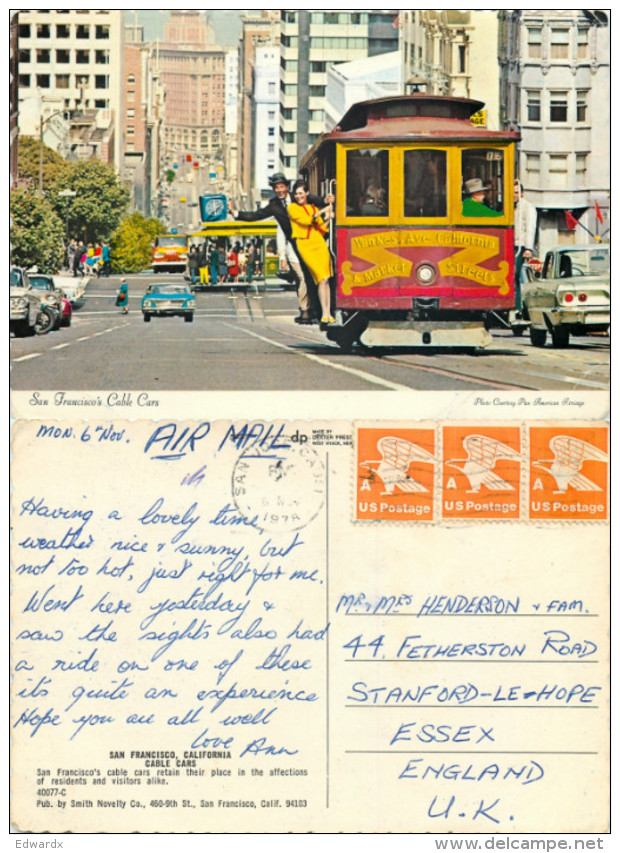 Cable Car, San Francisco, California, United States US Postcard Posted 1978 Stamp - San Francisco