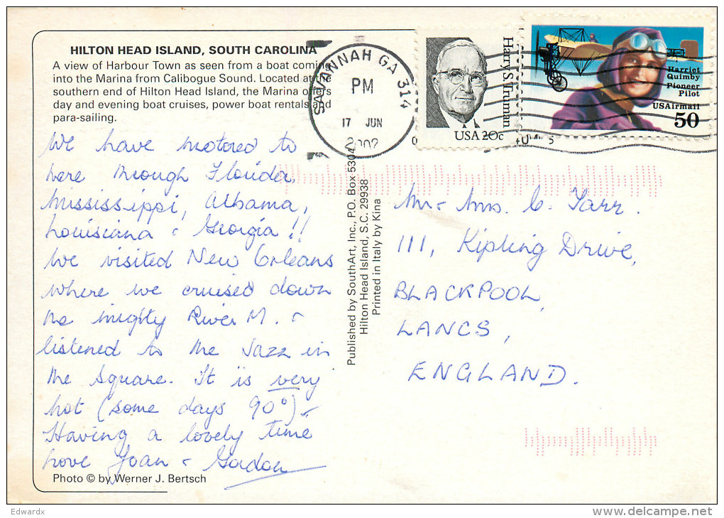 Hilton Head Island, Georgia, United States US Postcard Posted 2002 Stamp - Autres & Non Classés