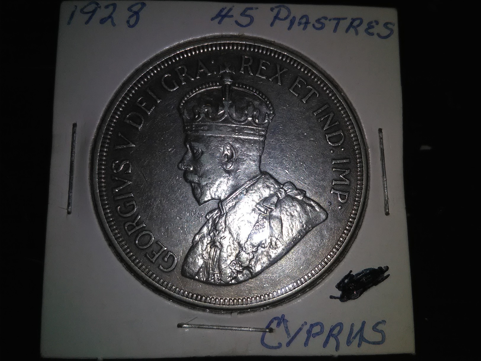 CYPRUS 1928 45 PIASTRES  HIGH GRADE SILVER RARE COIN INV#C10121 - Chipre