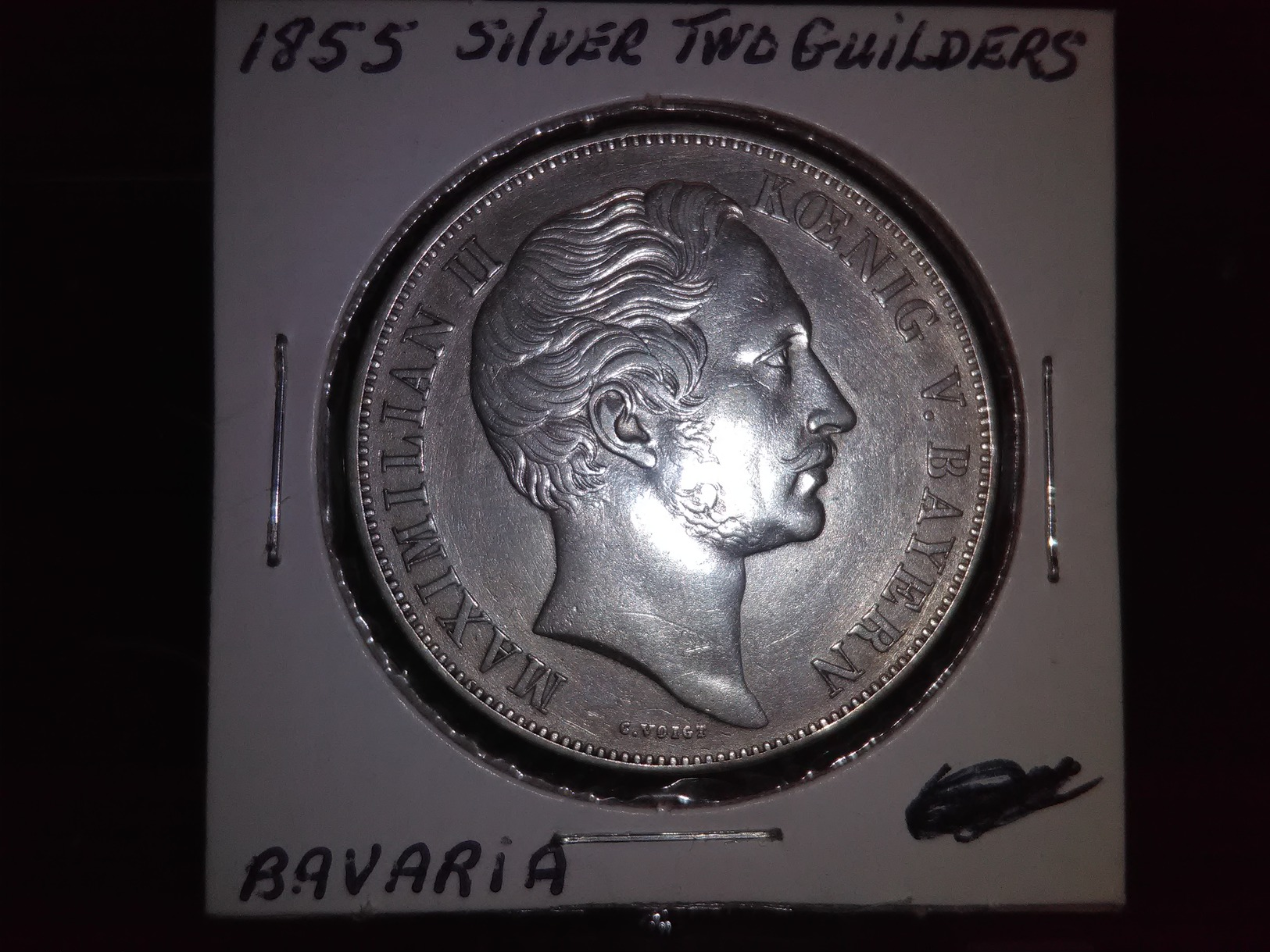 BAVARIA 1855 2 GUILDERS GERMAN STATE  HIGH GRADE SILVER RARE COIN INV#C10131 - Sonstige & Ohne Zuordnung