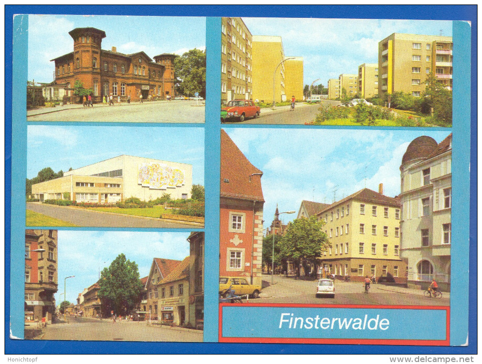 Deutschland; Finsterwalde; Multibildkarte Mit Bahnhof Und Jahn-Strasse - Finsterwalde