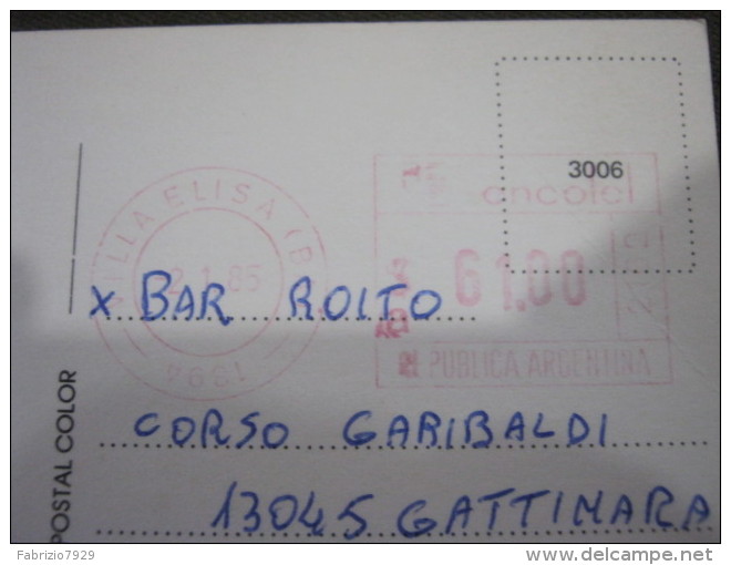 AM5 METER STAMP AFFR. MECCANICA - ARGENTINA 1985 VILLA ELISA CARD BUENOS AIRES ESTADIO STADIO BOCA JUNIOR Leggera Piega - Storia Postale