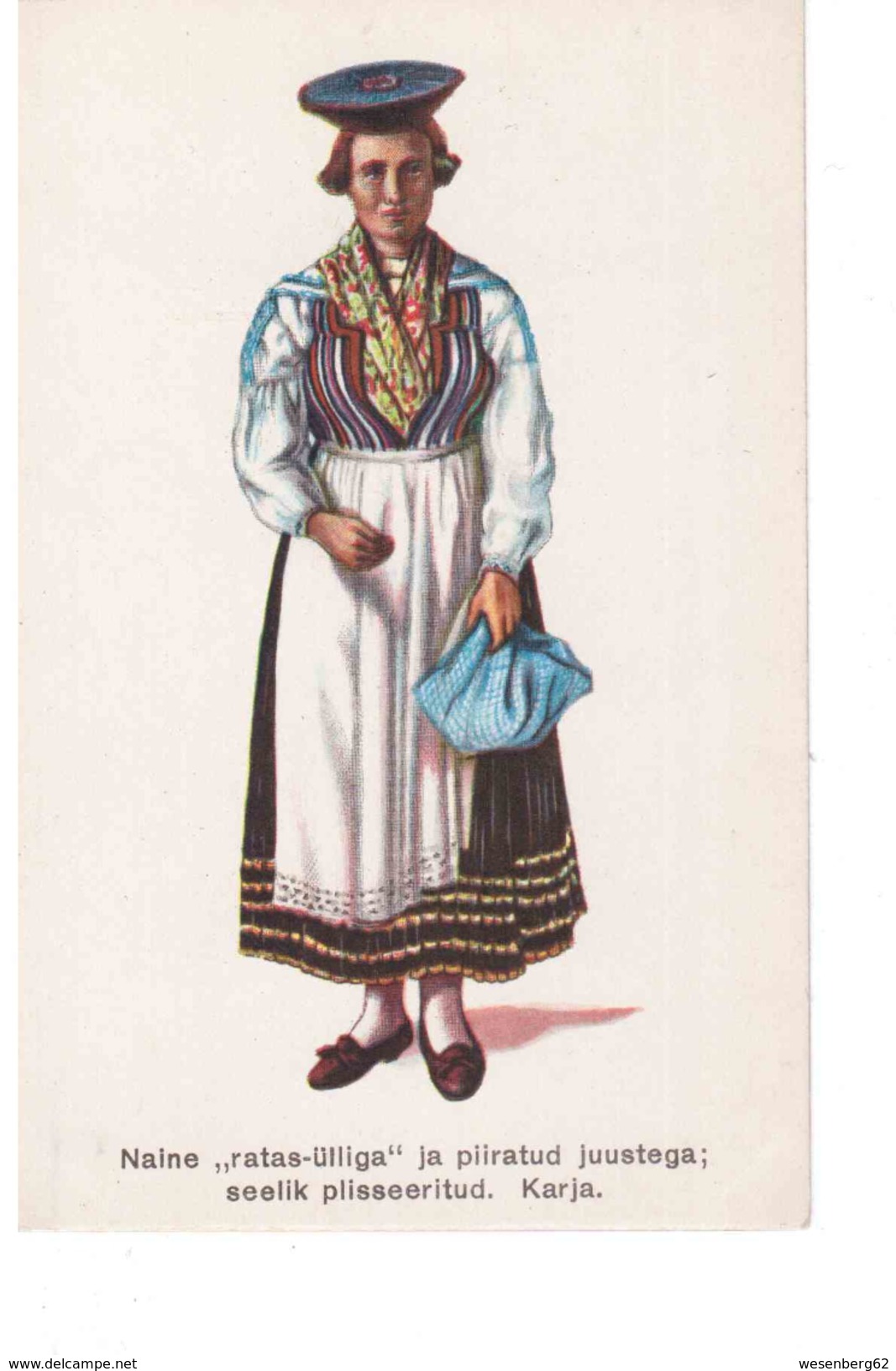 Estonian National Costume Trachten Ca 1925 OLD POSTCARD  2 Scans - Estonie