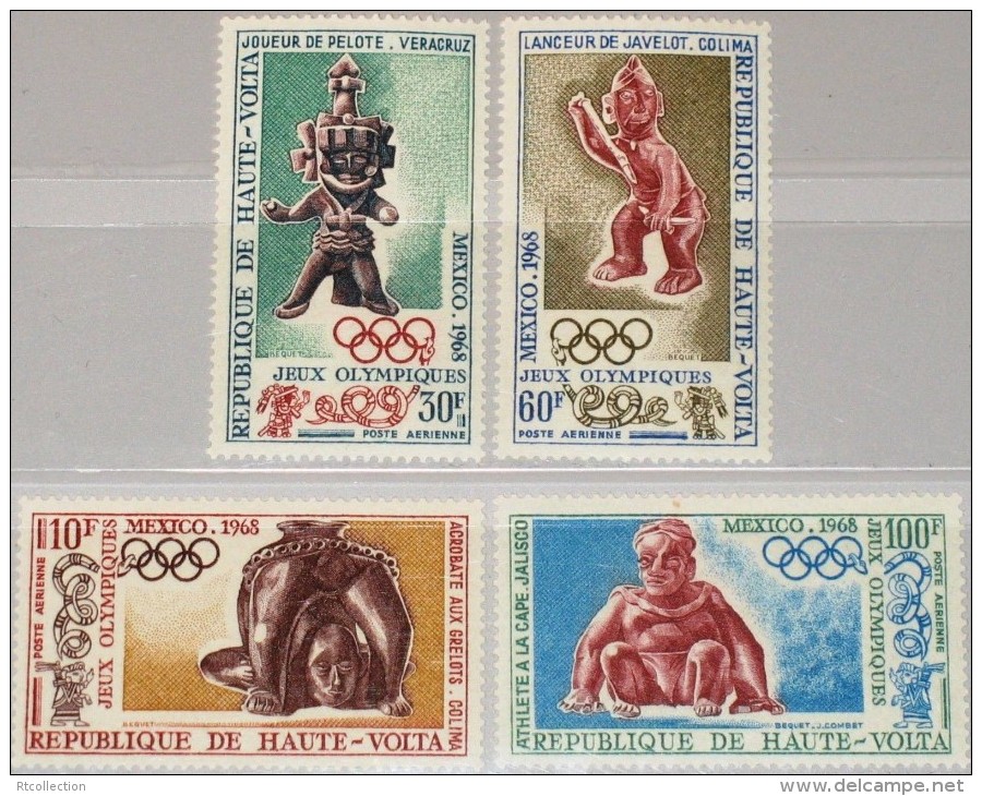 Upper Volta 1968 Olympic Games Olympics Mexico Mexican Sculptures Art Sports Stamps MNH SC C54-C57 Michel 246-249 - Upper Volta (1958-1984)