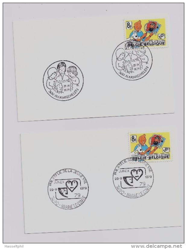 BELGIQUE - BELGIE 2 X 1944 Postzegel KUIFJE - TINTIN - Gestempeld Eerste Dag Stempel - Oblitéré - Philabédés (fumetti)