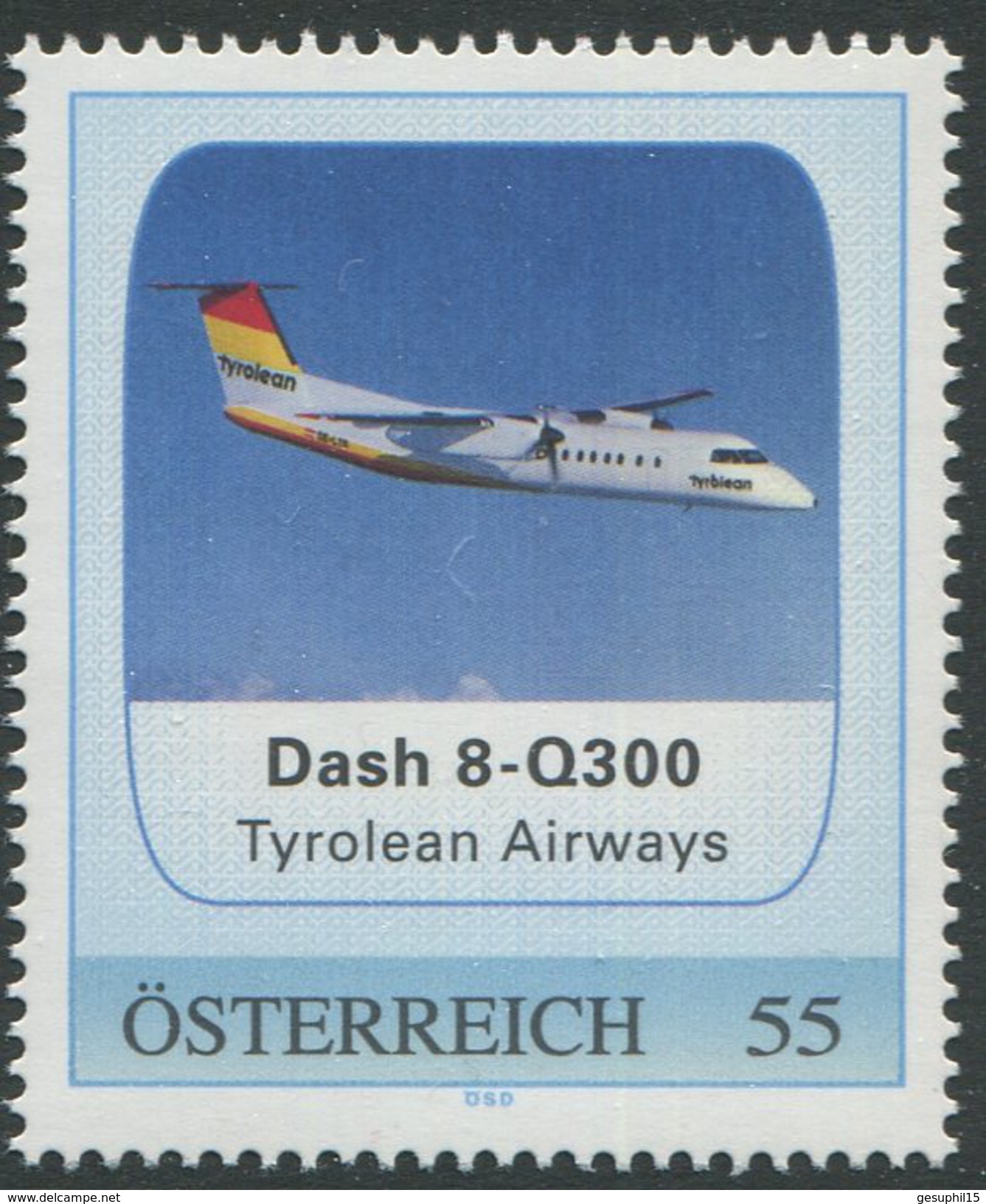 ÖSTERREICH / PM Dash 8-Q300 Tyrolean Airways / Postfrisch / MNH /  ** - Personalisierte Briefmarken