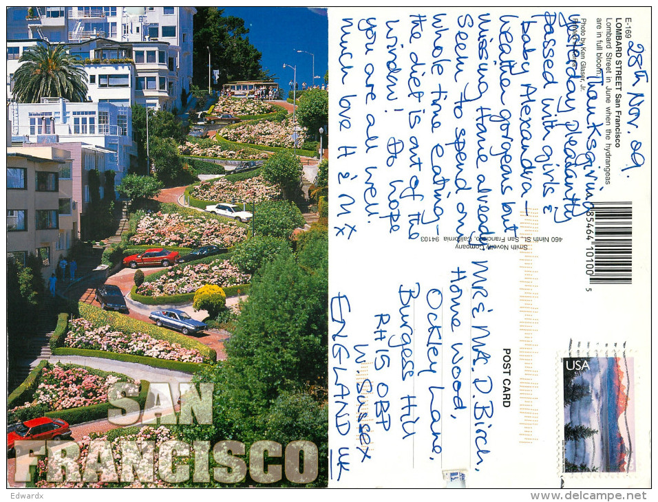 Lombard Street, San Francisco, California, United States US Postcard Posted 2009 Stamp - San Francisco