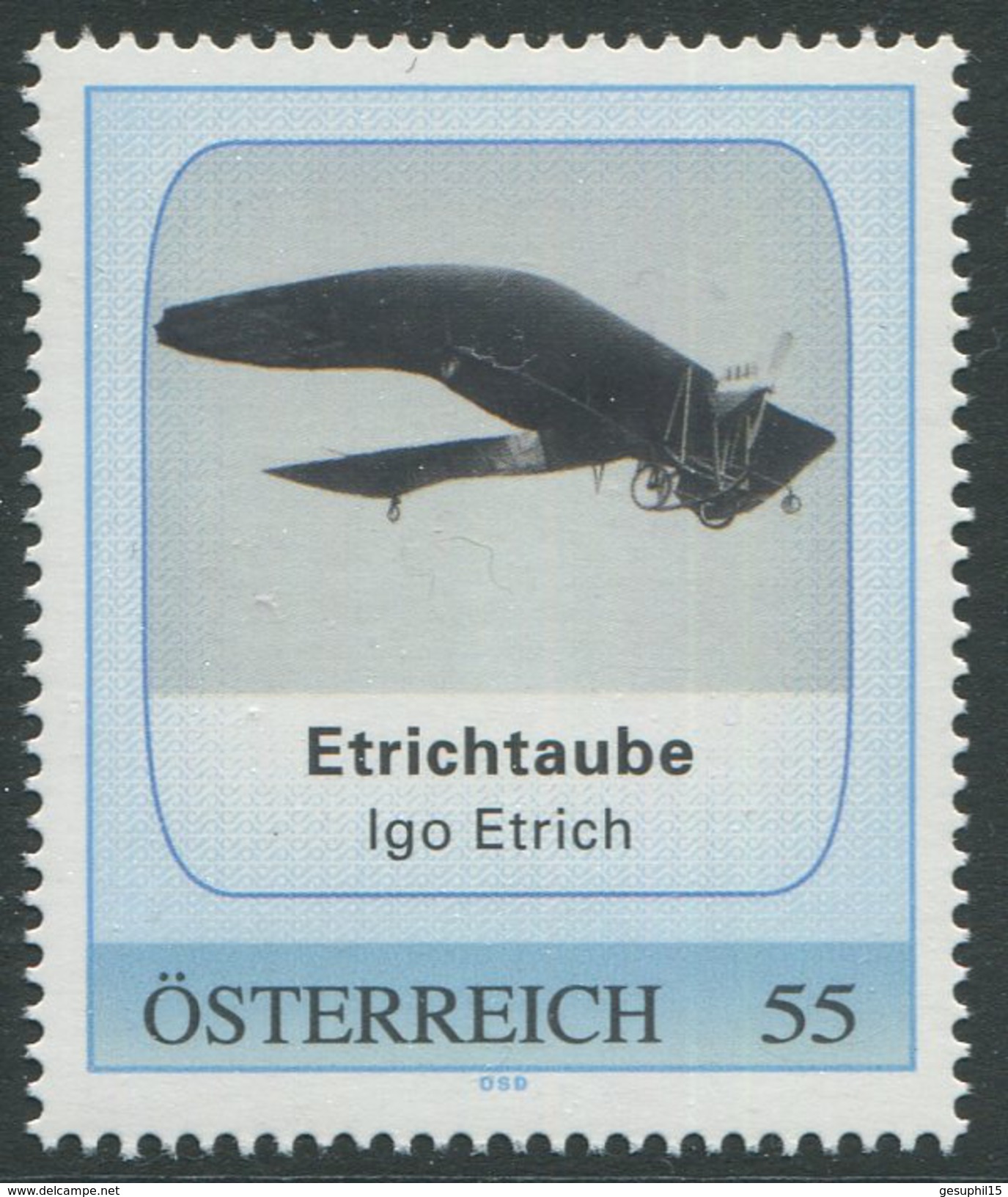 ÖSTERREICH / PM Etrichtaube - Igo Etrich / Postfrisch / ** / MNH - Personalisierte Briefmarken