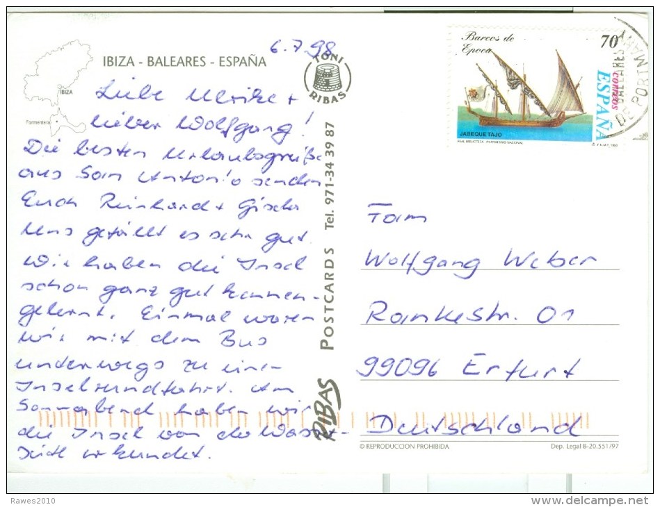 Spanien TGST1998 70 C. Schiff Segelschiff - Briefe U. Dokumente