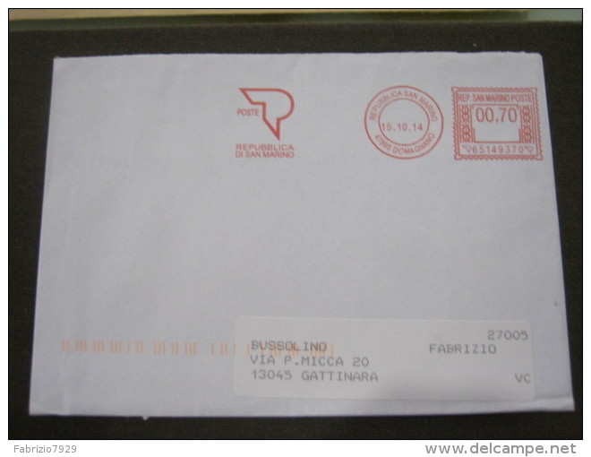 AM4 METER STAMP AFFR. MECCANICA - 2014 SAN MARINO DOMAGNANO - Covers & Documents