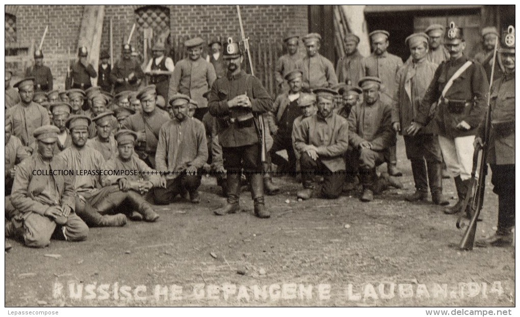 TOP - LAUBAN POLOGNE - VUE INEDITE DU CAMP DE PRISONNIERS DE GUERRE ET SOLDATS RUSSES EN 1914 - Guerre 1914-18