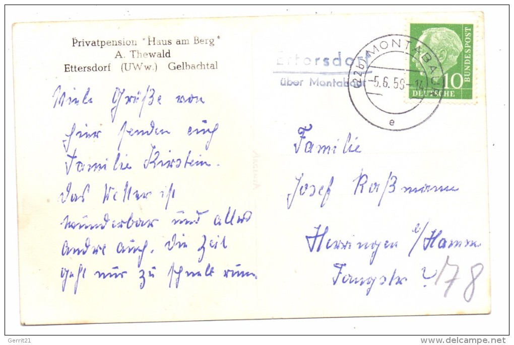 5430 MONTABAUR - ETTERSDORF, Dorfansicht, Landpoststempel, 1959 - Montabaur
