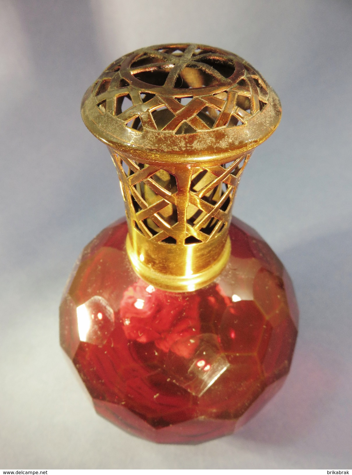 *LAMPE BERGER A FACETTES EN CRISTAL ROUGE - Parfum Verre