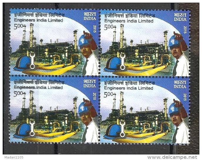 INDIA, 2015, Engineers India Limited-Civil Construction, Hat, Spanner, Petroleum, Block Of 4, MNH, (**) - Nuovi