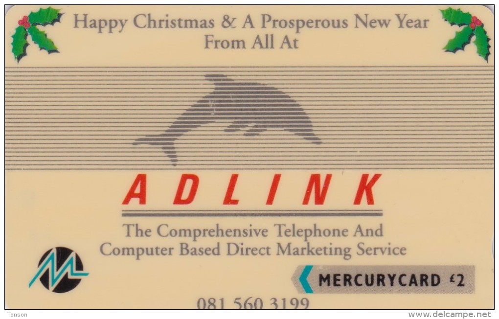 Mercury, MER140, Adlink, Christmas, Dolphin, Unused, 2 Scans.   20MERC/W - Noel