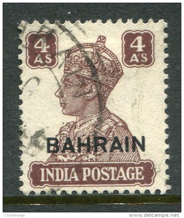 Bahrain 1942-45 KGVI India Overprints - White Background - 4a Brown Used (SG 47) - Bahrain (...-1965)