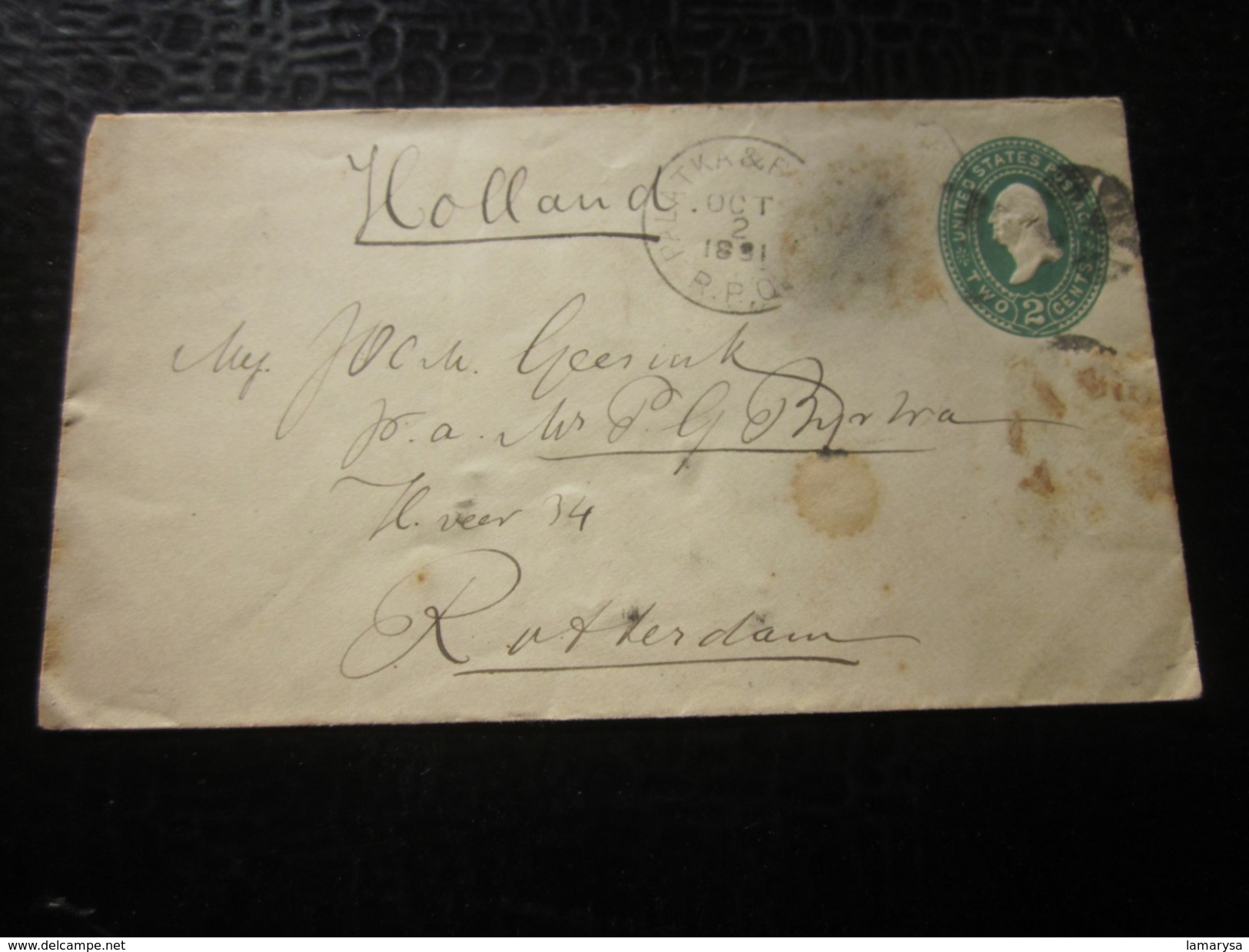 1891 Timbre  Amérique USA Palatka &.. États-Unis  Entiers Postaux  Enveloppe Timbrée  ...-1900-- Rotterdam Hollande - ...-1900